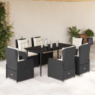 Градински трапезен комплект 7 части възглавници черен полиратан