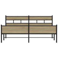 Метална рамка за легло, без матрак, сонома дъб, 180x200 см