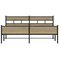 Метална рамка за легло, без матрак, сонома дъб, 193x203 см