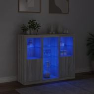 Сайдборди с LED осветление, 3 бр, сив сонома, инженерно дърво