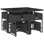 Градински трапезен комплект възглавници 9 части черен полиратан