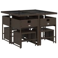 Градински трапезен комплект възглавници 9 части кафяв полиратан