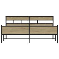 Метална рамка за легло, без матрак, сонома дъб, 183x213 см