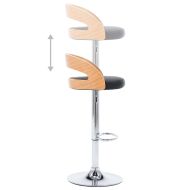 Бар табуретки, 2 бр, черни, изкуствена кожа и извито дърво