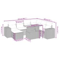 Градински диван с възглавници, 8 части, бежов полиратан