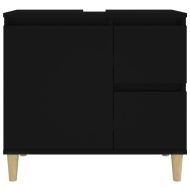 Шкаф за баня, черен, 65x33x60 см, инженерно дърво