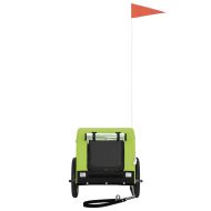 Ремарке за колело за любимци зелено черно Оксфорд плат и желязо