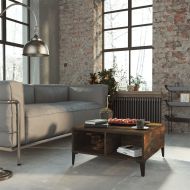 Кафе маса, опушен дъб, 60x60x30 см, инженерно дърво