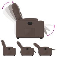 Електрически изправящ реклайнер стол, кафяв, изкуствена кожа