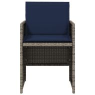 Градински столове с възглавници, 4 бр, сиви, полиратан