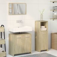 Комплект шкафове за баня от 3 части дъб сонома инженерно дърво