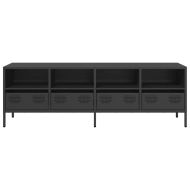 ТВ шкаф, черен, 135x39x43,5 см, студеновалцувана стомана