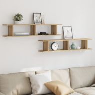 Стенни рафтове 2 бр дъб артизан 105x18x20 см инженерно дърво