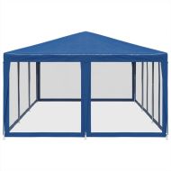 Парти палатка с 10 мрежести странични стени, синя, 6x4 м, HDPE