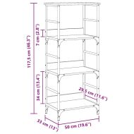 Библиотека, дъб артизан, 50x33x117,5 см, инженерно дърво