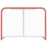 Хокейна врата с мрежа червено и бяло 153x60x118 см стомана