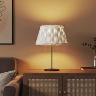 Абажур за лампа бял Ø15x30 см ракита