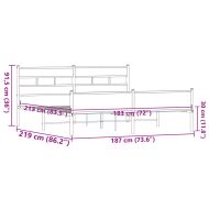 Метална рамка за легло, без матрак, кафяв дъб, 183x213 см