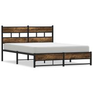 Метална рамка за легло, без матрак, опушен дъб, 160x200 см