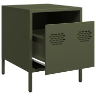 Нощно шкафче, маслиненозелено, 35x39x43,5 см, стомана