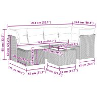 Градински комплект с възглавници, 7 части, светлосив полиратан