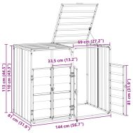 Навес за 2 коша на колела, aнтрацит, 144x81x113 см, стомана