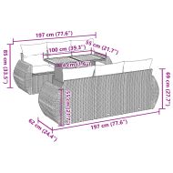 Градински диван с възглавници, 7 части, бежов полиратан
