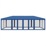 Парти палатка с 12 мрежести странични стени, синя, 8x4 м, HDPE