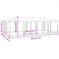 Парти палатка с 12 мрежести странични стени, синя, 8x4 м, HDPE