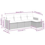 Градински комплект диван с възглавници 5 части бежов полиратан