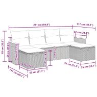 Градински диван с възглавници, 6 части, бежов полиратан