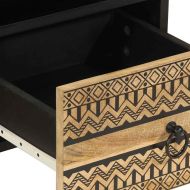 ТВ шкаф, черен, 70x33,5x46 см, грубо мангово дърво масив