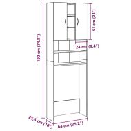 Шкаф за пералня, старо дърво, 64x25,5x190 см