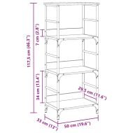Библиотека, старо дърво, 50x33x117,5 см, инженерно дърво