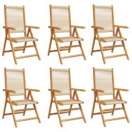 Накланящи се градински столове 6 бр бежово масивно дърво акация