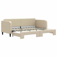 Канапе с изтеглящо разтегателно легло кремаво 80x200 см плат