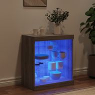 Сайдборд с LED светлини, сив сонома, 60,5x37x67 см