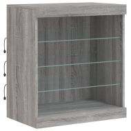 Сайдборд с LED светлини, сив сонома, 60,5x37x67 см