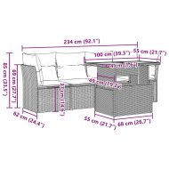 Градински комплект диван с възглавници 5 части бежов полиратан