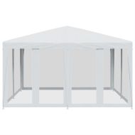 Парти палатка с 8 мрежести странични стени, бели, 4x4 м, HDPE