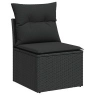 Градински диван с възглавници, 6 части, черен полиратан, акация