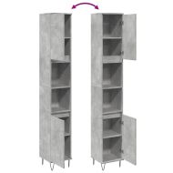 Шкаф за баня, бетонно сив, 30x30x190 см, инженерно дърво