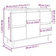 Шкаф за баня, бетонно сив, 80x33x60 см, инженерно дърво