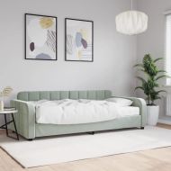 Канапе с матрак, светлосиво, 90x200 см, кадифе