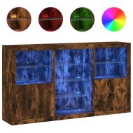 Сайдборд с LED светлини, oпушен дъб, 181,5x37x100 см