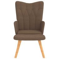 Релаксиращ стол с табуретка, кафяв, плат