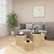 Странични маси, 3 бр, дъб сонома, ПДЧ