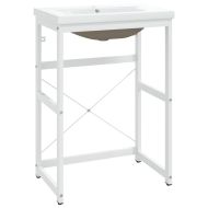 Рамка за мивка за баня с вграден умивалник, бяла, желязна