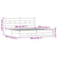 Метална рамка за легло, без матрак, кафяв дъб, 200x200 см