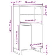 Висок шкаф, старо дърво, 60x36x110 см, инженерно дърво